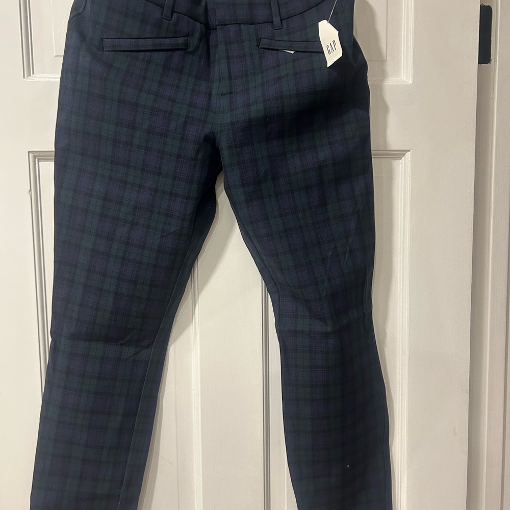 GAP Plaid Slim Dress Pants - Navy & Green